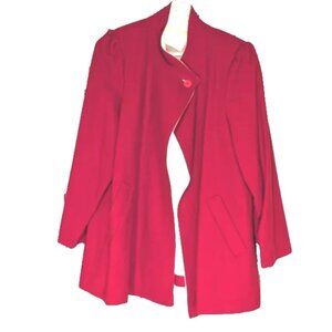 Vintage Baycrest Ladies Felt Wrap Coat Red/Ivory Fits Like XL/XXL (sz 16?) EUC